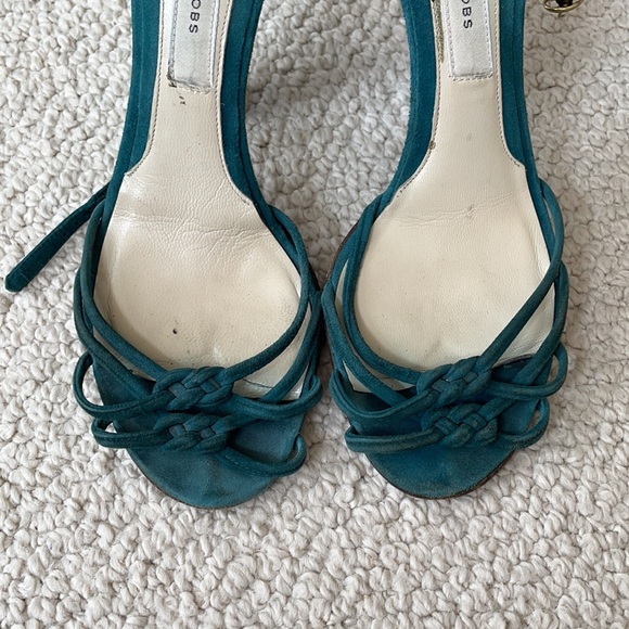 Marc Jacobs Teal Strappy Suede Strappy Sandals - Picture 4 of 4